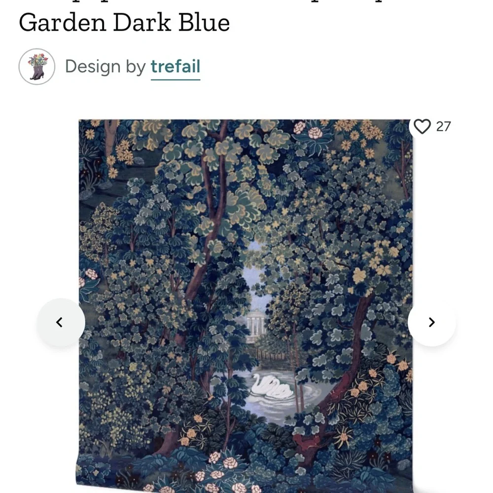 Trefail Garden Dark Blue Wallpaper